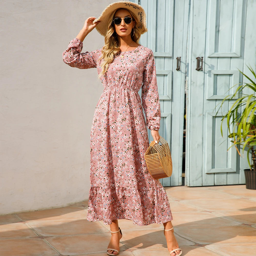 Bohemian Floral Maxi Dress - Premium Chiffon