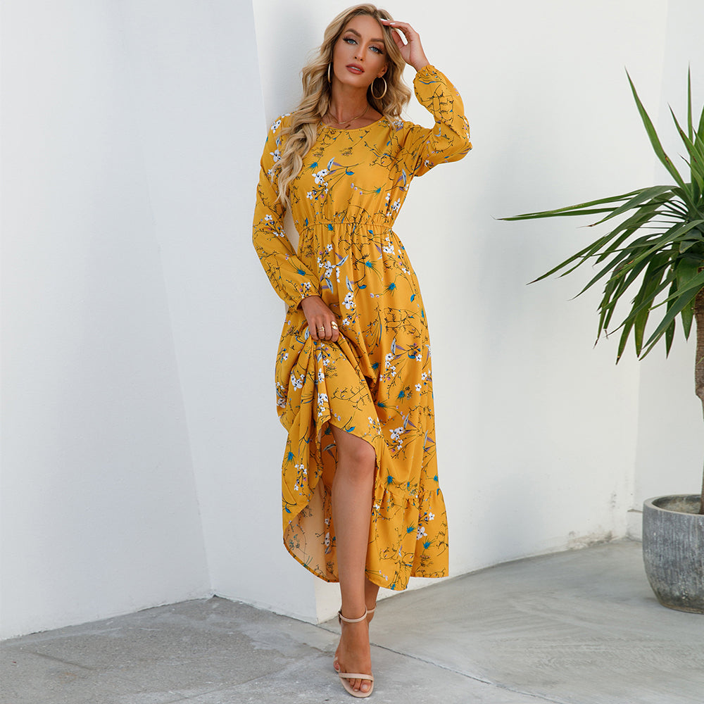 Bohemian Floral Maxi Dress - Premium Chiffon