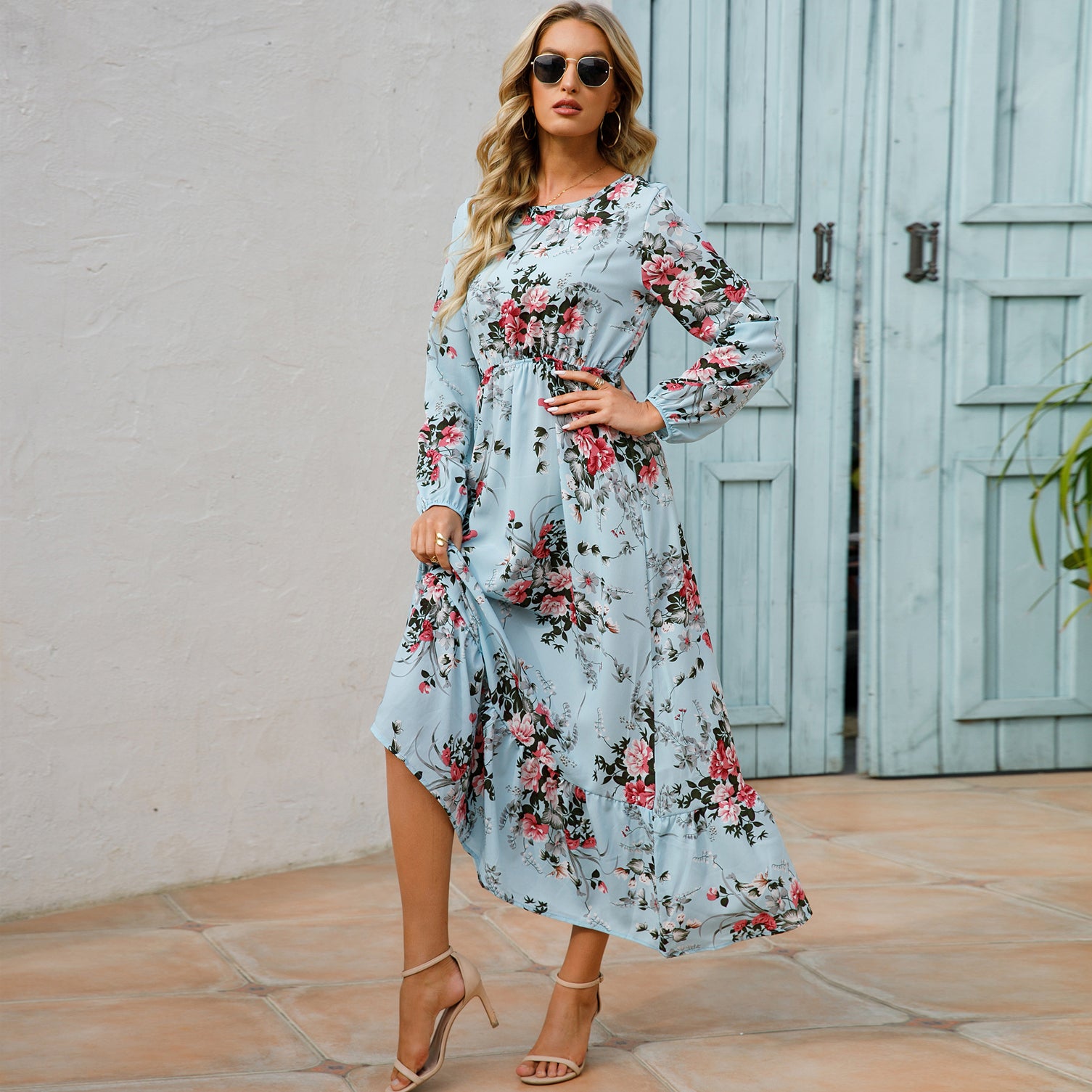 Bohemian Floral Maxi Dress - Premium Chiffon
